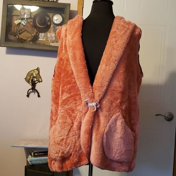 Plus sz 14 16 18 20 Coral plush teddy Vest super soft - Picture 4 of 16